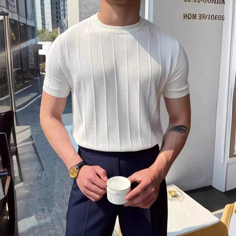 Light luxury knitted T-shirt Men's 