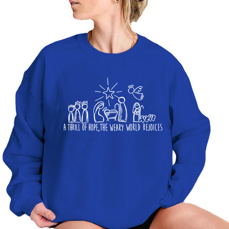 Christmas Women Sweatshirt Nativity Scene 