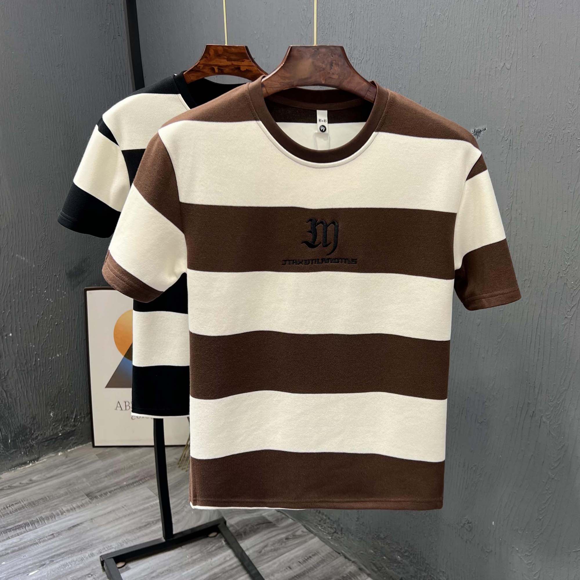 Black and White Striped T-shirt Men's 