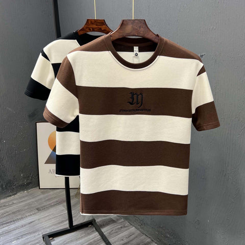 Black and White Striped T-shirt Men's 