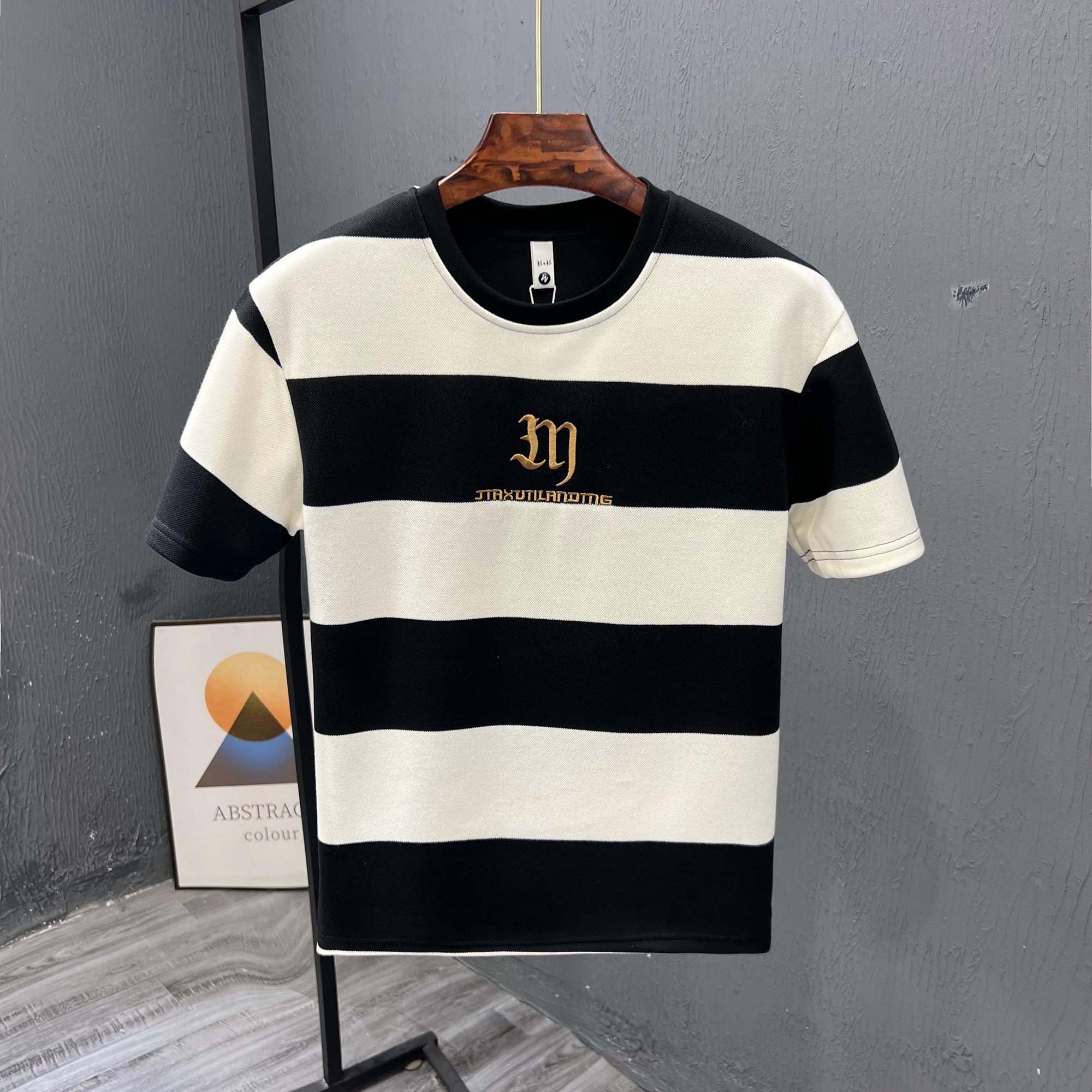 Black and White Striped T-shirt Men's 