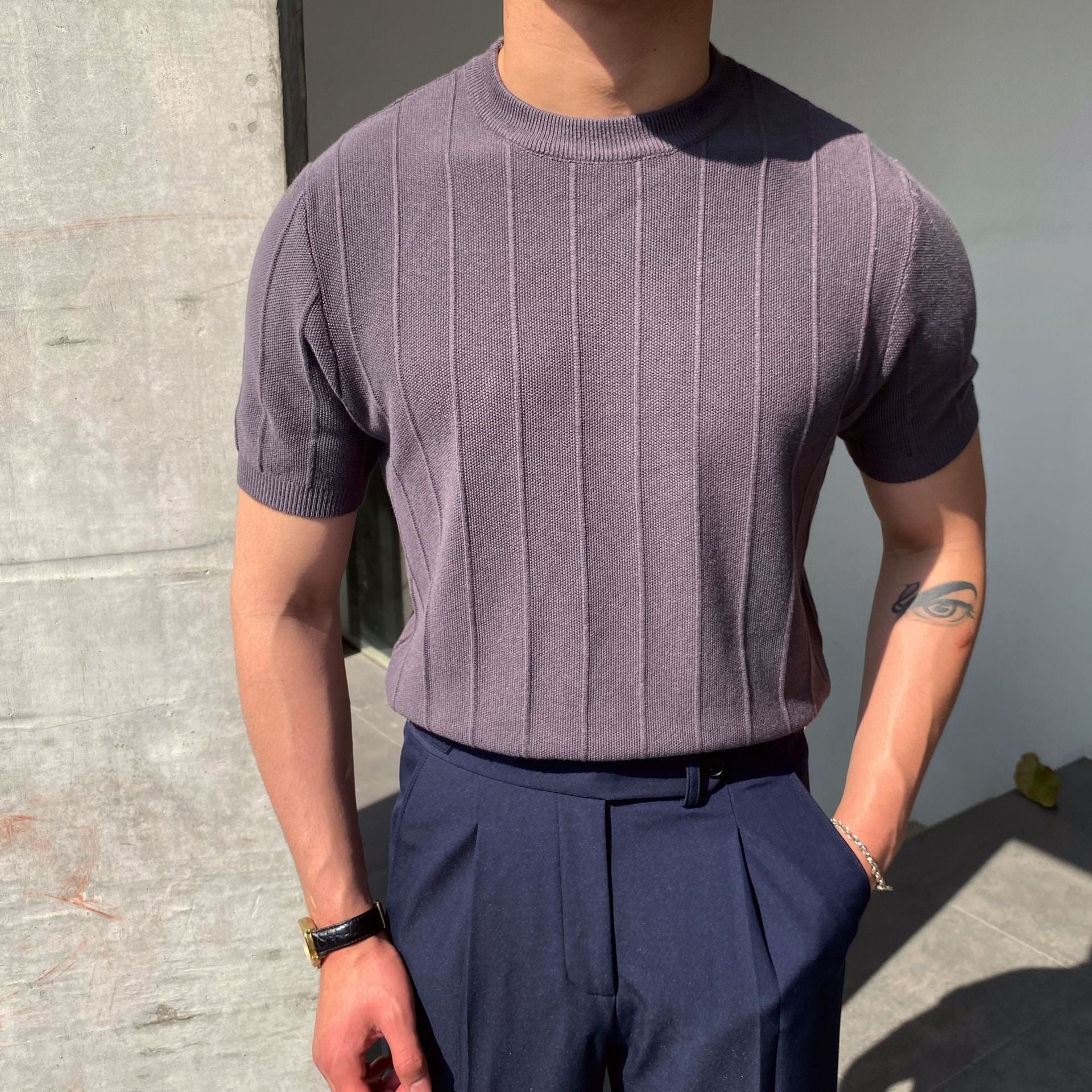 Light luxury knitted T-shirt Men's 