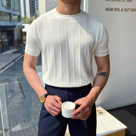 Light luxury knitted T-shirt Men's 