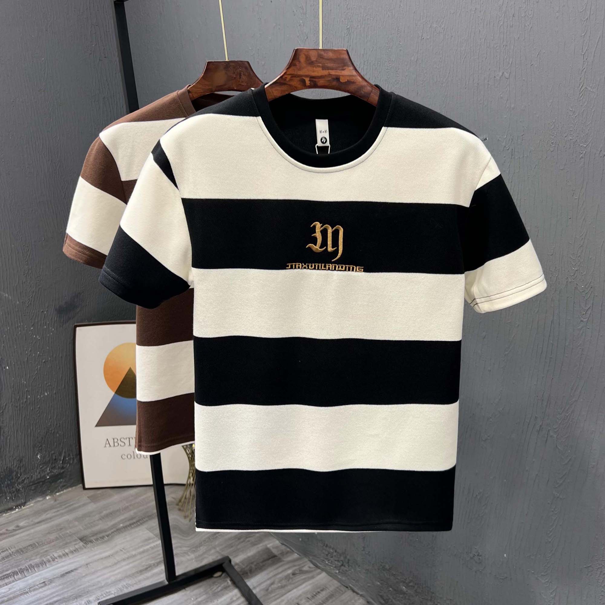 Black and White Striped T-shirt Men's 