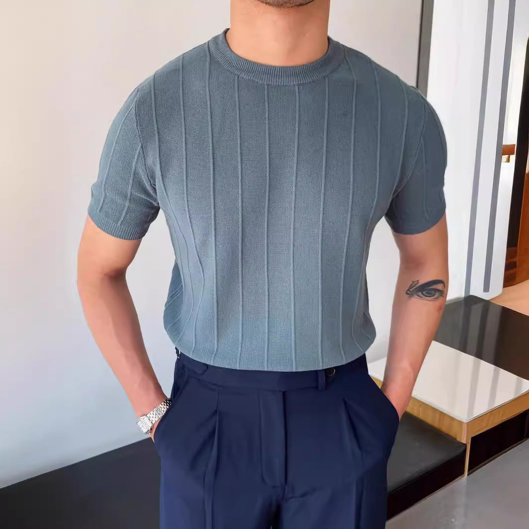 Light luxury knitted T-shirt Men's 