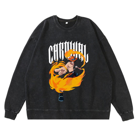 Hip Hop Anime Print Sweatshirt Men