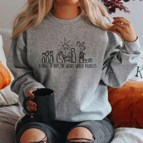 Christmas Women Sweatshirt Nativity Scene 