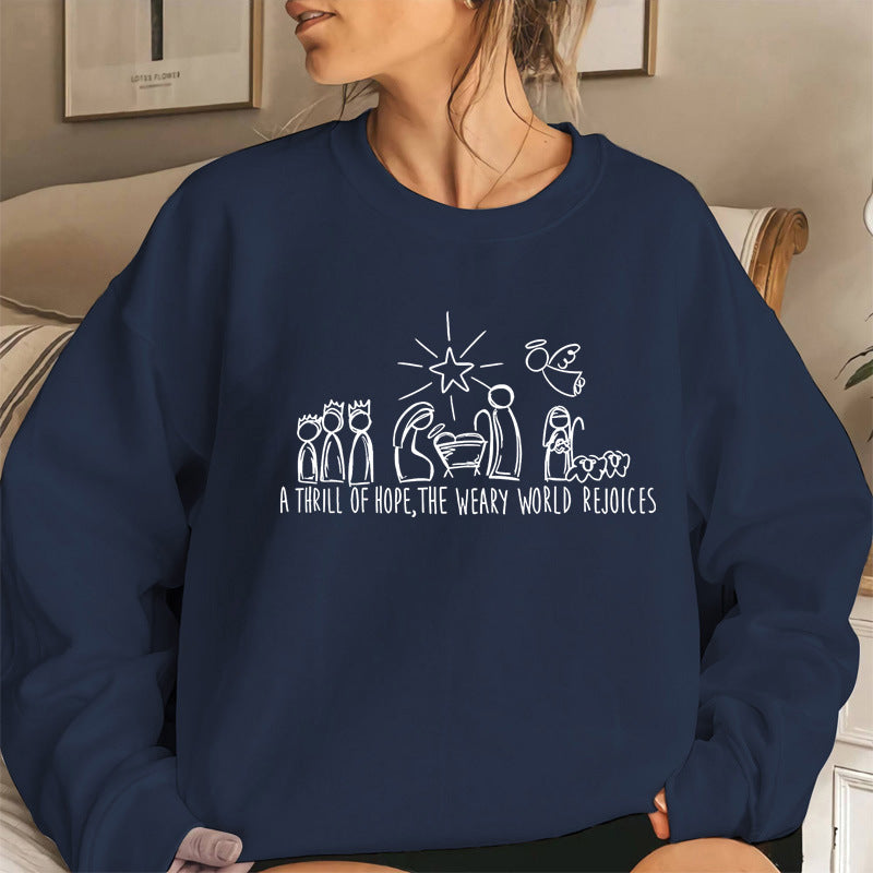 Christmas Women Sweatshirt Nativity Scene 