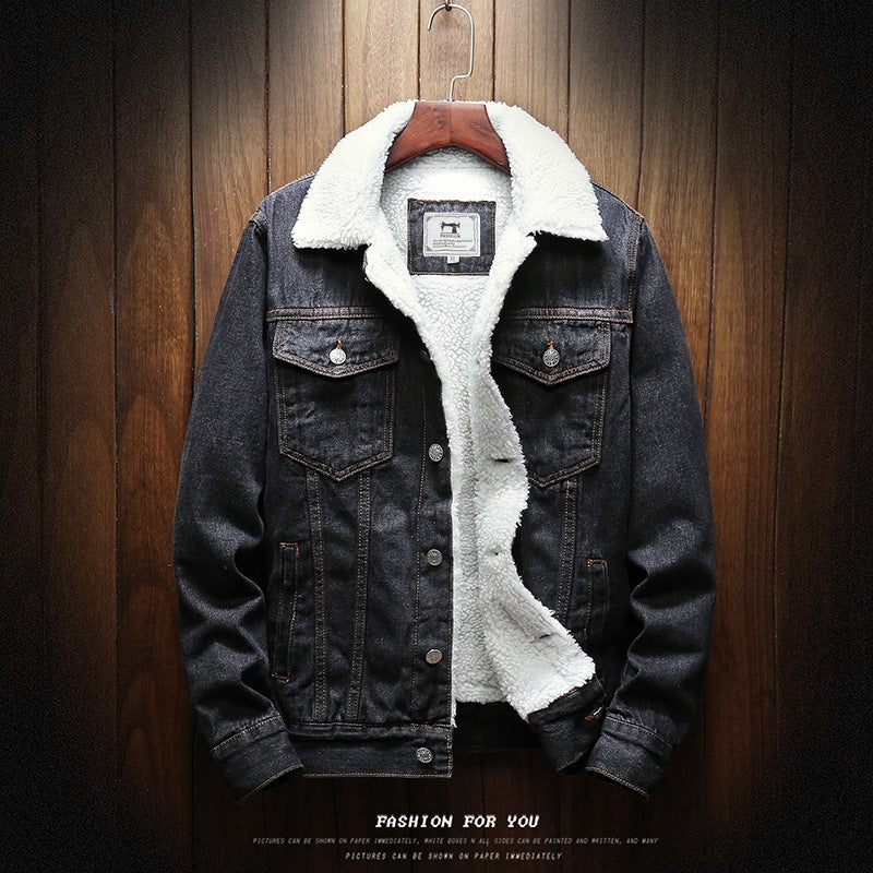  Winter Plus Fluff Collar Denim Jacket