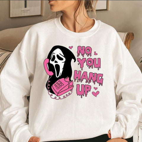 No You Hang Up Crewneck Sweatshirt Women Retro Scream