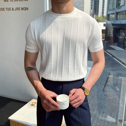 Off White Knitted T-Shirt Men's