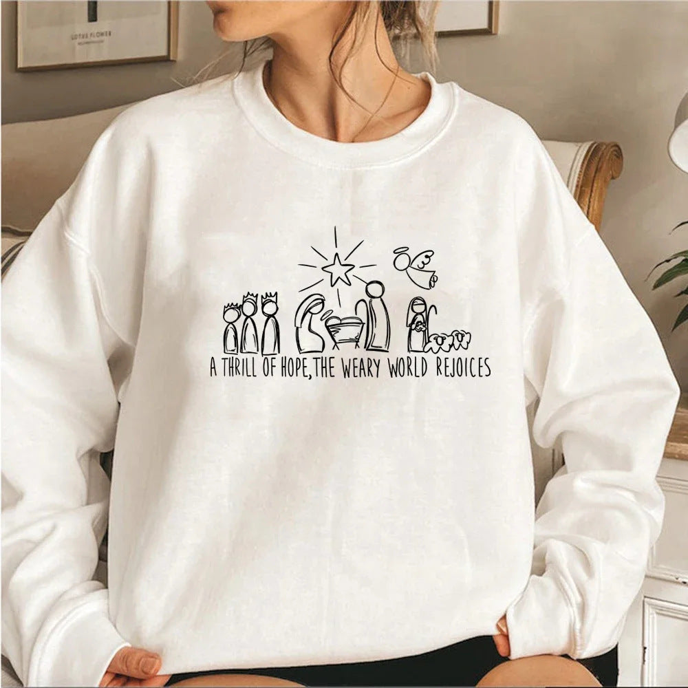 Christmas Women Sweatshirt Nativity Scene 