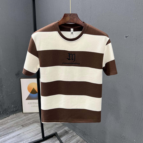 Black and White Striped T-shirt Men's 