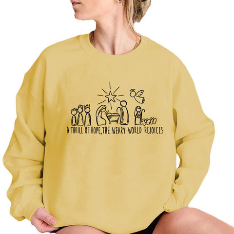 Christmas Women Sweatshirt Nativity Scene 