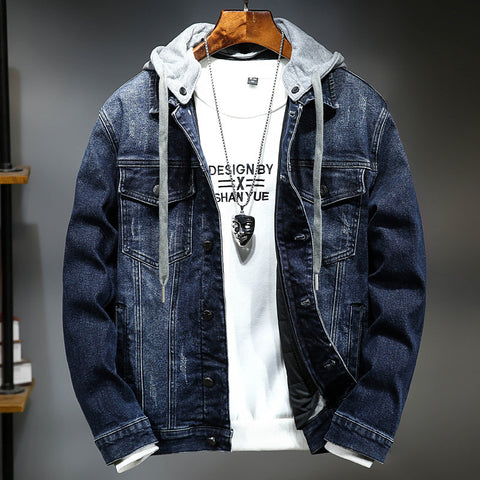  Blue Cotton Denim Jacket Men