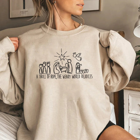 Christmas Women Sweatshirt Nativity Scene 