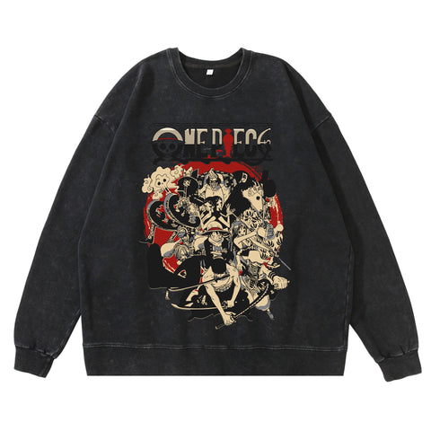 Hip Hop Anime Print Sweatshirt Men