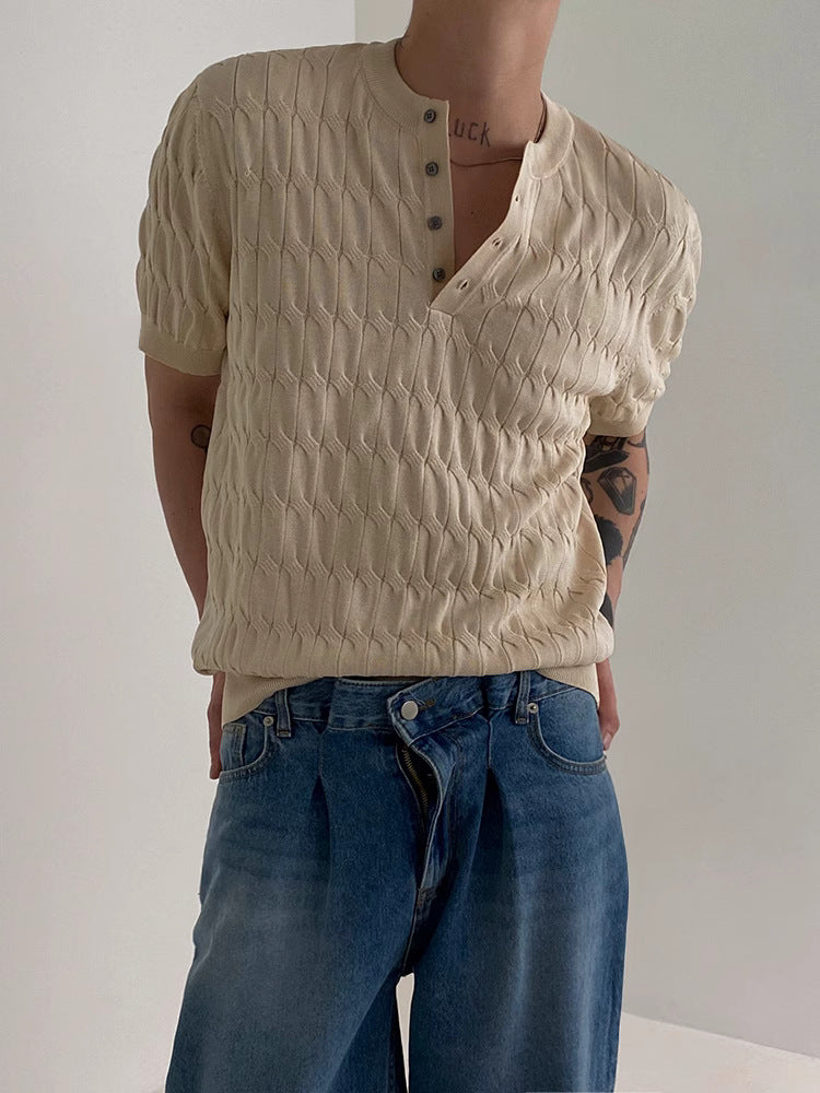 Korean Knitted T-Shirt Men's 