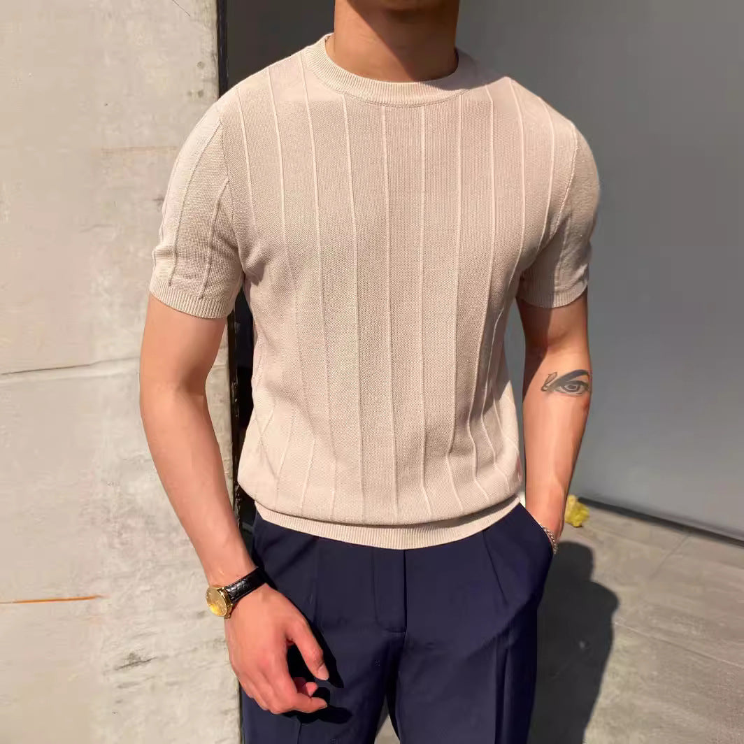 Light luxury knitted T-shirt Men's 