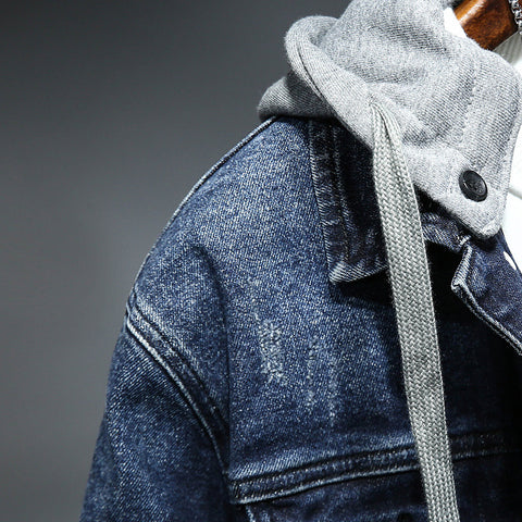  Blue Cotton Denim Jacket Men