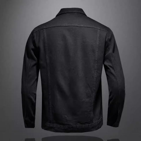 Multi-Pocket Solid Color Denim Jacket Men's