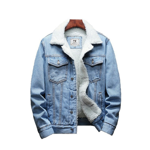  Winter Plus Fluff Collar Denim Jacket