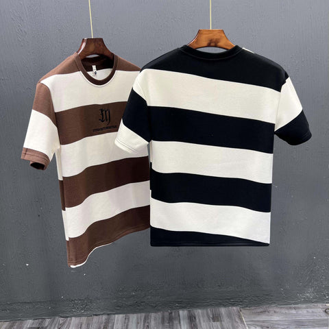 Black and White Striped T-shirt Men's 