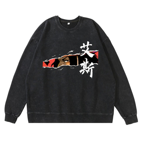 Hip Hop Anime Print Sweatshirt Men