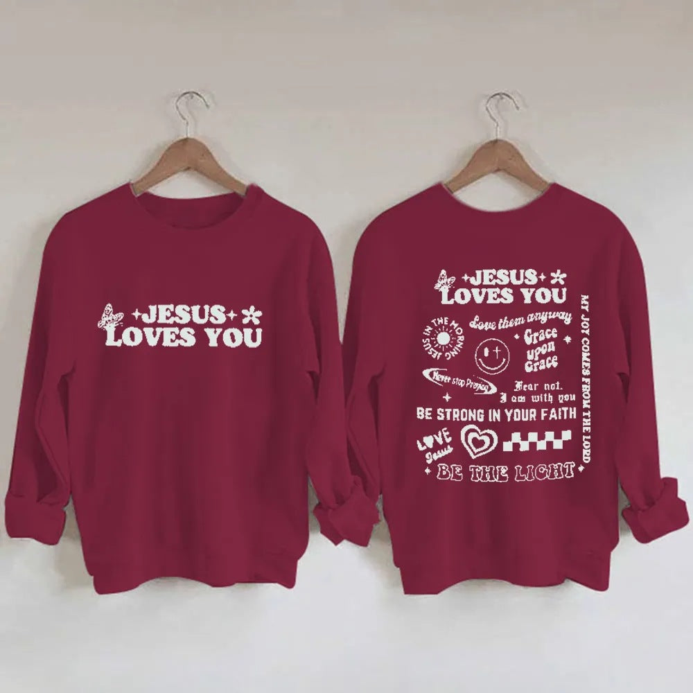 Letter Printing Large Size Fleece Sweatshirt Women's