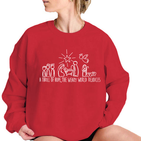 Christmas Women Sweatshirt Nativity Scene 