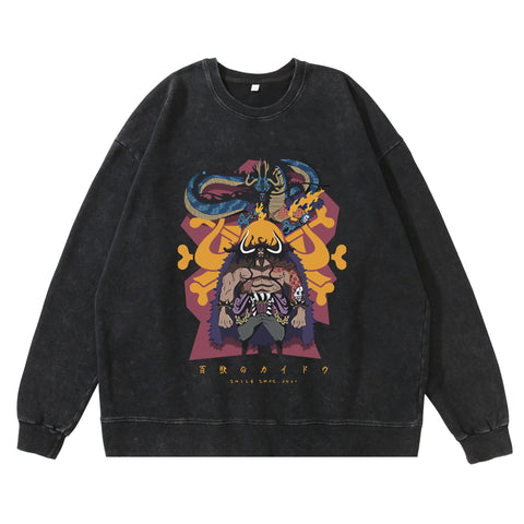 Hip Hop Anime Print Sweatshirt Men