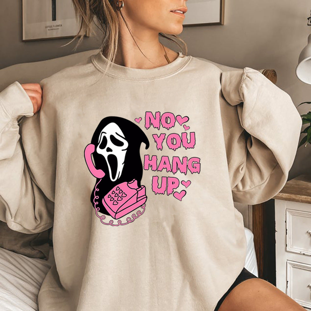 No You Hang Up Crewneck Sweatshirt Women Retro Scream