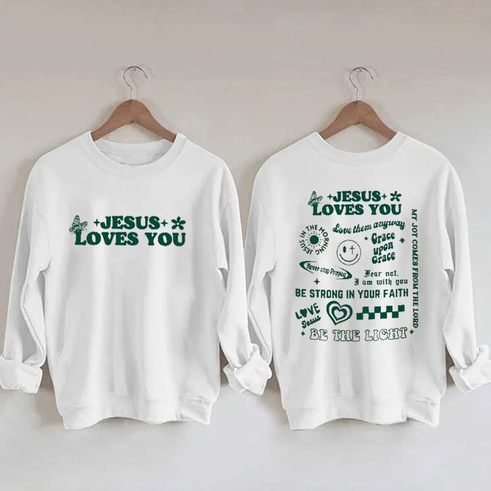 Letter Printing Large Size Fleece Sweatshirt Women's