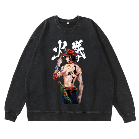 Hip Hop Anime Print Sweatshirt Men