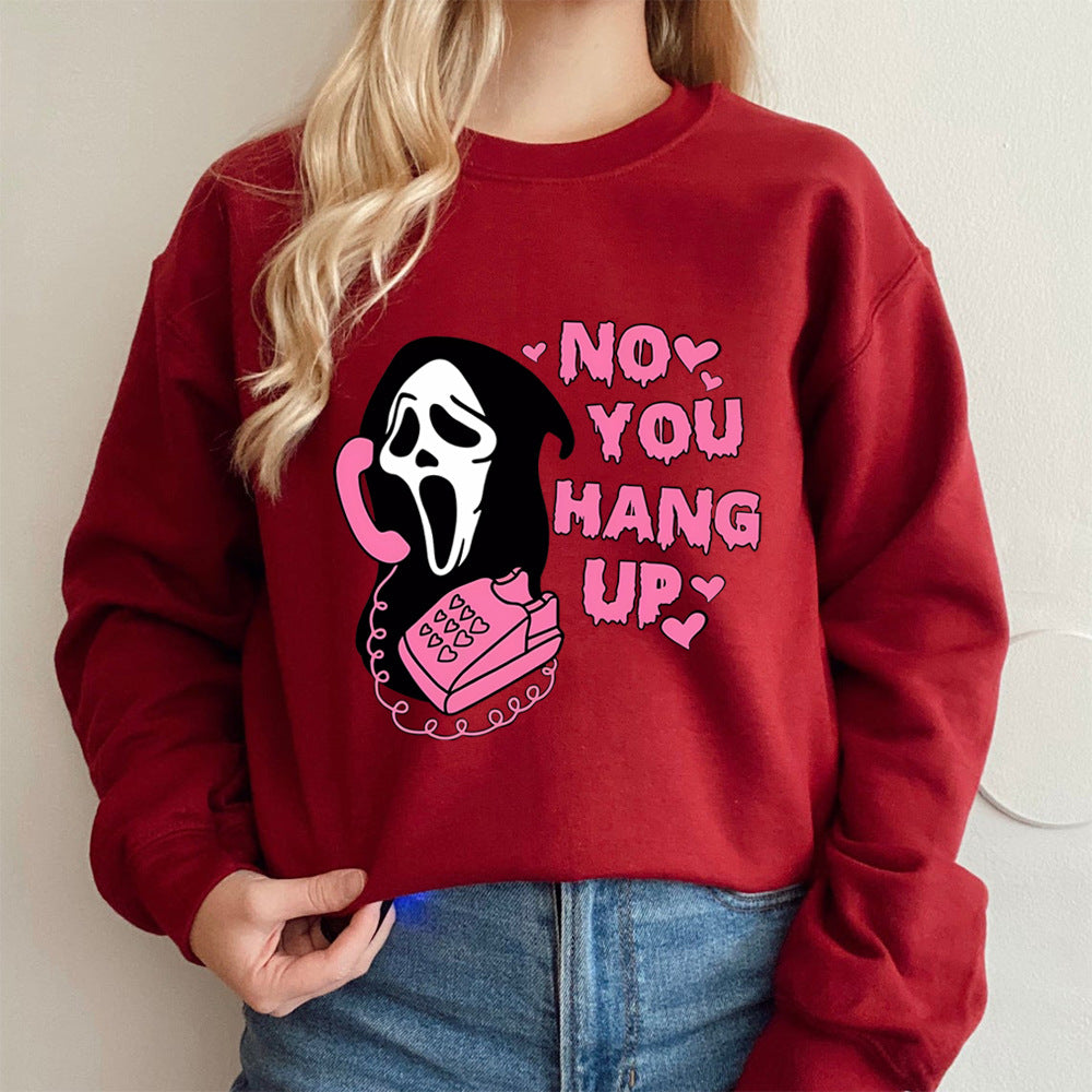 No You Hang Up Crewneck Sweatshirt Women Retro Scream