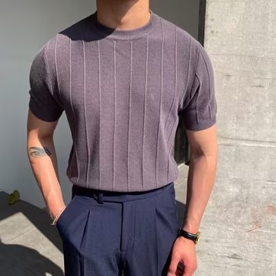 Off White Knitted T-Shirt Men's