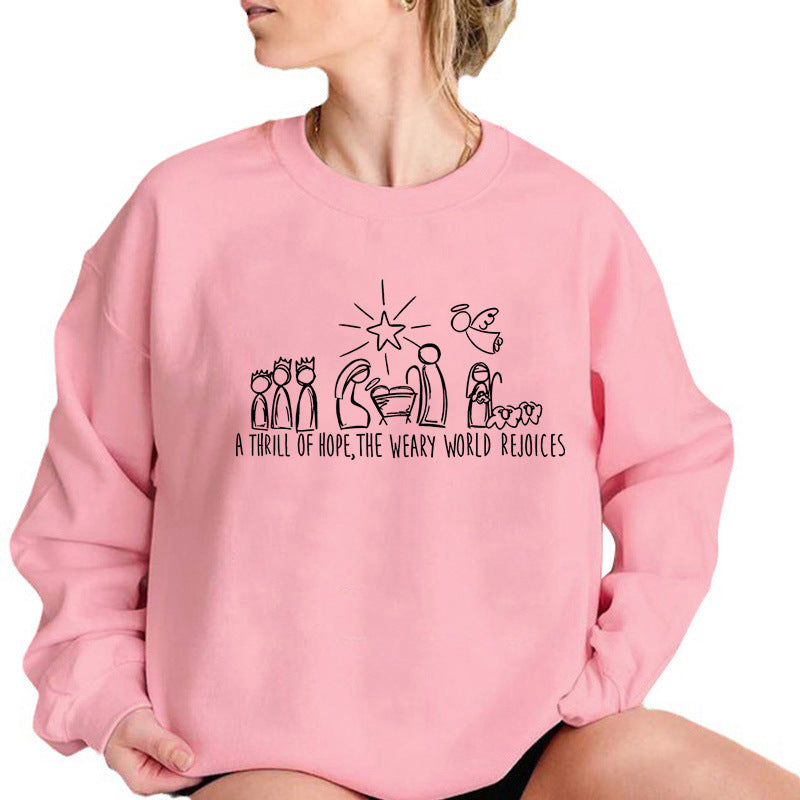 Christmas Women Sweatshirt Nativity Scene 