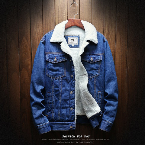  Winter Plus Fluff Collar Denim Jacket