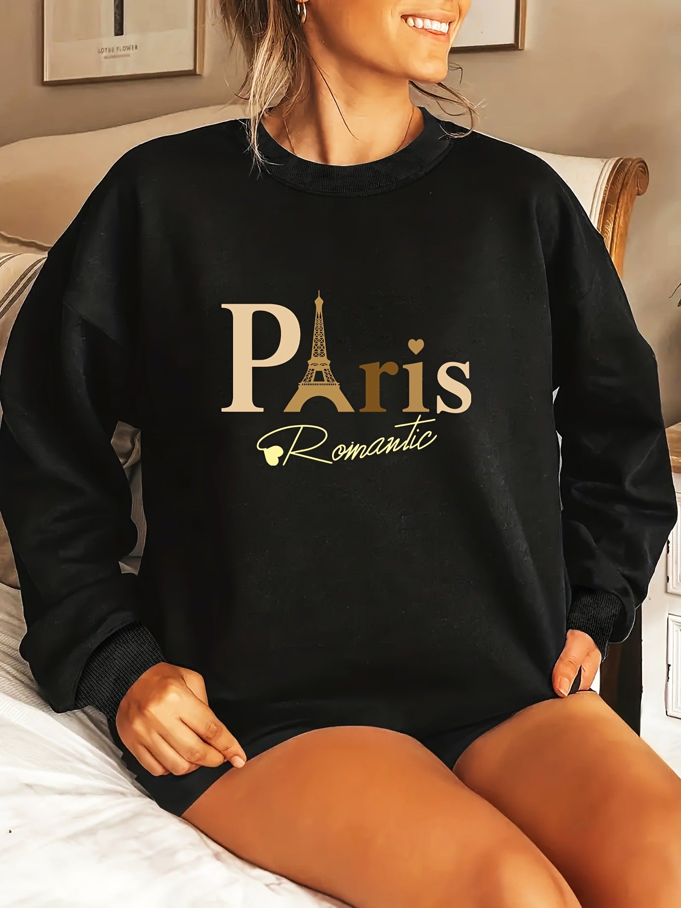 Love Tower Print Large Size Sweatshirt Women